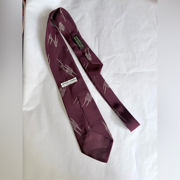 Giorgio Armani, vintage abstract, burgundy men’s silk tie - Picture 4 of 5